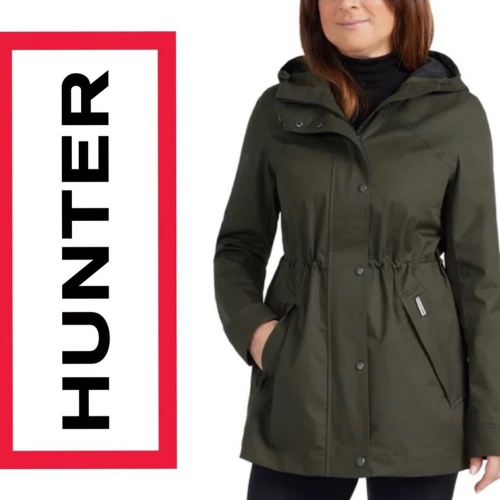 NWT Hunter Ladies' Water & Wind Resistant Rain Jacket, Olive - Picture 1 of 5